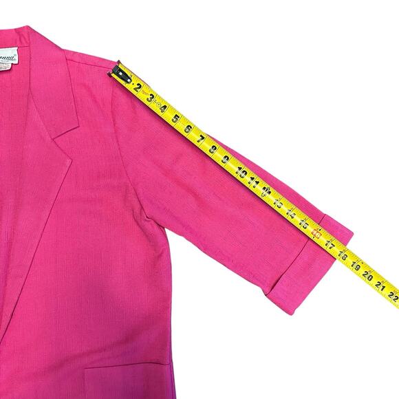Vtg Joanna Power Blazer Jacket, Sz M Hot Pink Unlined 3/4 Sleeve, Buttonless - Picture 6 of 10